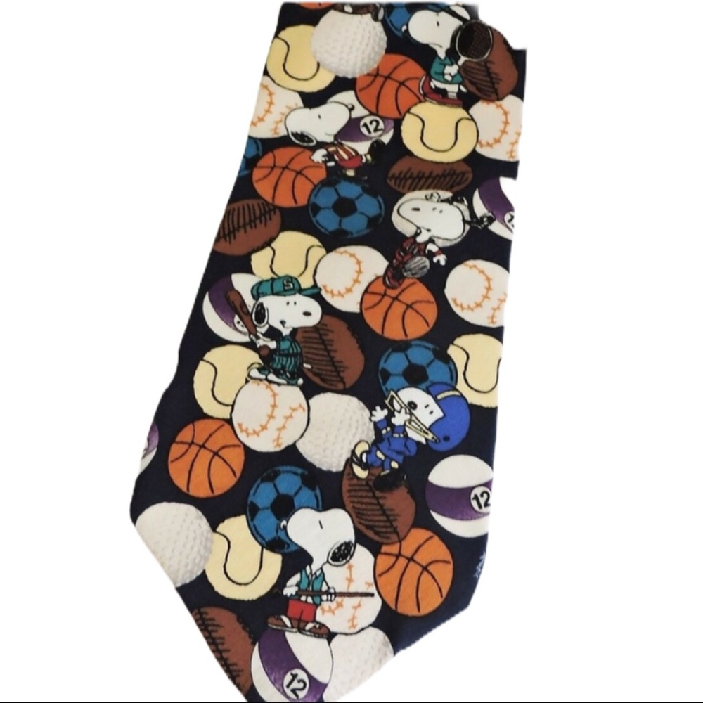 Snoopy Sports Balls Silk Tie